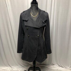 LA Kitty Peacoat Womens Size Medium Stylish Charcoal Gray Double Breasted Jacket